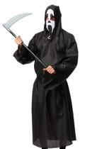 Fantasia Morte Halloween Adulto Pânico Capa Preta c/ Máscara Fantasia Morte Halloween Adulto Pânico Capa Preta c/ Máscara