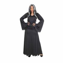 Fantasia Morticia Addams Completa Cosplay Bruxa Morgana Feiticeira Vestido Halloween Festa Dia das Bruxas Noites Terror Fantasia Morticia Addams Completa Cosplay Bruxa Morgana Feiticeira Vestido Halloween Festa Dia das Bruxas Noites Terror