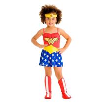 Fantasia Mulher Maravilha Bebê 1 e 2 anos com Bota Tiara e Cinto Sulamericana 922061