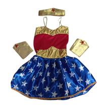 Fantasia Mulher Maravilha Infantil Vestido Com Acessórios Tamanho G Fantasia Mulher Maravilha Infantil Vestido Com Acessórios Tamanho G