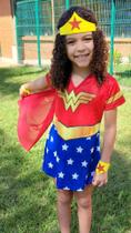 Fantasia Mulher Maravilha Infantil Vestido Super Heroina