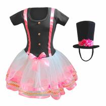 Fantasia Mundo Bita Vestido Feminino Infantil + Mini Cartola Fantasia Mundo Bita Vestido Feminino Infantil + Mini Cartola