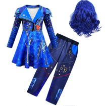 Fantasia Naeviwth Evie Girl com peruca, vestido de Halloween, vermelho