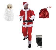 Fantasia Natal Roupa Papai Noel Adulto Cetim c/ 7 Peças