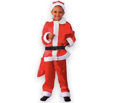 Fantasia Natal Roupa Papai Noel Infantil Menino Completa em Cetim