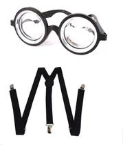 Fantasia Nerd Oculos e Suspensorio Preto