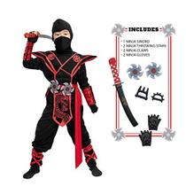Fantasia Ninja Dragão Vermelha Infantil para Festa de Halloween - Tamanho S (5-7 anos)
