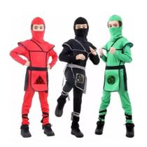 Fantasia Ninja Infantil Samurai Vermelho de Luxo Com Gorro Fantasia Ninja Infantil Samurai Vermelho de Luxo Com Gorro
