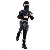 Fantasia Ninja Preto Infantil com Capuz Fantasia Ninja Preto Infantil com Capuz