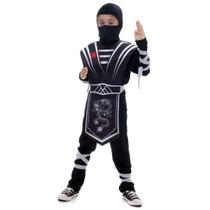 Fantasia Ninja Silver Infantil com Capuz Fantasia Ninja Silver Infantil com Capuz