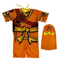 Fantasia Ninjago Infantil Lego Amarelo Curto com Gorro Fantasia Ninjago Infantil Lego Amarelo Curto com Gorro