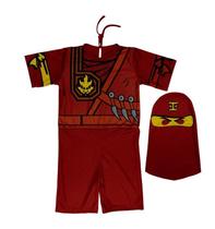 Fantasia Ninjago Vermelho Infantil Lego Curta com Gorro