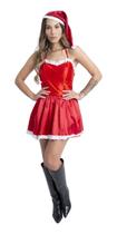 Fantasia Noelete Adulto Mamãe Noel Vestido Curto + Gorro Fantasia Noelete Adulto Mamãe Noel Vestido Curto + Gorro