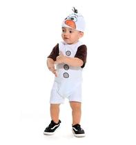 Fantasia Olaf Disney Roupa Bebê Divertida Com Touca