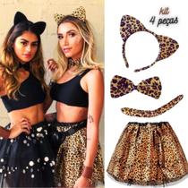 Fantasia Oncinha Carnaval Feminina Adulta kit Com 4 Peças Fantasia Oncinha Carnaval Feminina Adulta kit Com 4 Peças