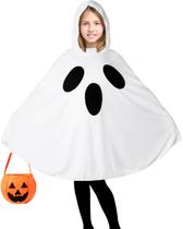 Fantasia Oskiner Ghost para crianças, poncho branco Ghost para Halloween