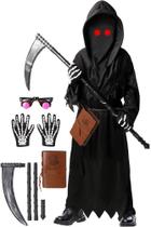Fantasia Oskiner Grim Reaper para crianças de Halloween com acessório