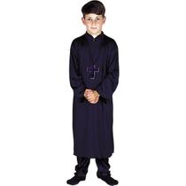 Fantasia Padre Infantil Festa Junina com Túnica Preta e Crucifixo Fantasia Padre Infantil Festa Junina com Túnica Preta e Crucifixo