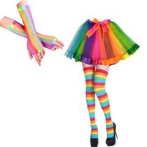 Fantasia Palhacinha Acessório Meia Saia de tule e Luva