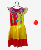 Fantasia Palhacinha Com Nariz de Palhaço Menina Fantasia Palhacinha Com Nariz de Palhaço Menina