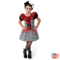 Fantasia Palhacinha Menina Pierrot Festas Hallowen Carnaval - Anjo Fantasias