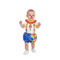 Fantasia Palhaço Bebe Menino Com Body e Shorts Colorido de Circo Fantasia Palhaço Bebe Menino Com Body e Shorts Colorido de Circo