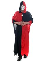 Fantasia Palhaço Preto e Vermelho Túnica Adulto com Máscara - Halloween