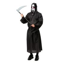 Fantasia Panico Halloween Adulta Capa Preta e Máscara Morte Fantasia Panico Halloween Adulta Capa Preta e Máscara Morte