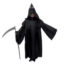 Fantasia Pânico Túnica Capuz Infantil Unissex Preta Halloween Fantasia Pânico Túnica Capuz Infantil Unissex Preta Halloween