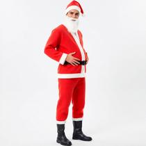 Fantasia Papai Noel Barata Adulta Masculina Completa Com Gorro e Barba