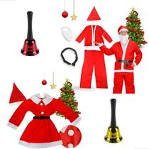 Fantasia Papai Noel e Mamãe Noel com Sineta Sino Natal