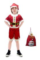 Fantasia Papai Noel Infantil Com Gorro E Saco De Presente