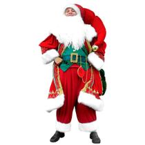 Fantasia Papai Noel Profissional Em Veludo Exclusiva Com Relógio