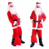 Fantasia Papai Noel Profissional Roupa Luxuosa Com Saco Sobre Botas Cinto e Gorro