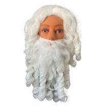 Fantasia Papai Noel Sem Brilho Peruca Com Barba Bigode