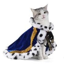 Fantasia para animais de estimação Lovelyshop Lux Fur Blue Cat Dog Cloak Halloween