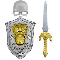 Fantasia para Crianças Medieval Com Espada Escudo E Máscara Fantasia para Crianças Medieval Com Espada Escudo E Máscara