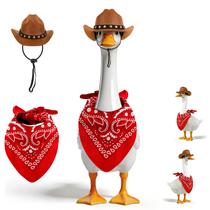 Fantasia para Ganso de Jardim Wanocean com Chapéu de Cowboy e Bandana