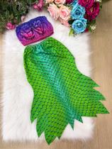 Fantasia Pequena Sereia - Ariel com Top Roxo e Calda Verde