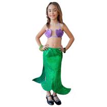 Fantasia Pequena Sereia Com Biquíni Infantil Ariel