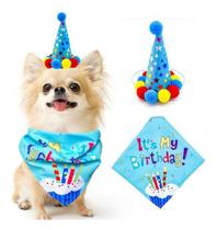 Fantasia Pet Kit aniversário Chapéu Cone + Bandana para cães Cachorros Pequenos Médios e Grandes Fantasia Pet Kit aniversário Chapéu Cone + Bandana para cães Cachorros Pequenos Médios e Grandes