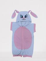 Fantasia pijama kigurumi malha coelha rosa -adulto