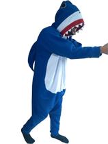 Fantasia Pijama Kigurumi Soft Tubarão Azul Adulto