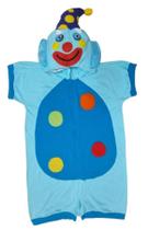 Fantasia pijama malha palhaço feliz azul - bebe