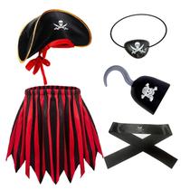 Fantasia pirata Byfirty para meninas de Halloween com acessório, 5 peças