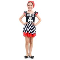 Fantasia Pirata Esqueleto Infantil Halloween com Bandana