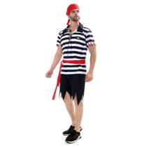 Fantasia Pirata Masculina Adulto com Faixa e Bandana