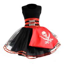 Fantasia Pirata Vestido Feminino Infantil Carnaval e Halloween