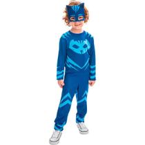 Fantasia PJ Masks Menino Gato Connor Infantil Longa Com Máscara Disney