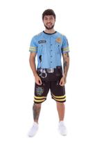 Fantasia Policial Camiseta Masculino Carnaval Adulto